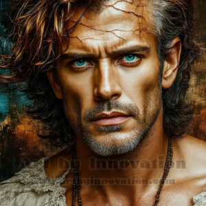 AI-generated abstract art of handsome men emerging from classic oil painting canvases — art imitating life. Surreal, stunning digital art concept by Jeff Dupler.