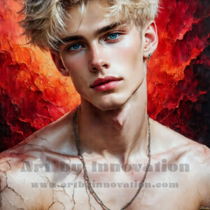 AI-generated abstract art of handsome men emerging from classic oil painting canvases — art imitating life. Surreal, stunning digital art concept by Jeff Dupler.