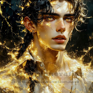 AI-generated abstract art of handsome men emerging from classic oil painting canvases — art imitating life. Surreal, stunning digital art concept by Jeff Dupler.