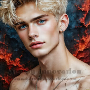 AI-generated abstract art of handsome men emerging from classic oil painting canvases — art imitating life. Surreal, stunning digital art concept by Jeff Dupler.