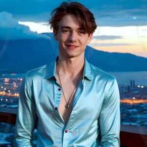 AI-generated Golden City Young Men — beautiful handsome young men in their teens and 20s on balconies overlooking a majestic golden heavenly city. 349 images by Jeff Dupler.