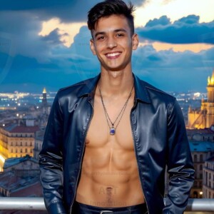 AI-generated Golden City Young Men — beautiful handsome young men in their teens and 20s on balconies overlooking a majestic golden heavenly city. 349 images by Jeff Dupler.