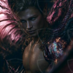 AI-generated hot sexy male demon art handsome succubus demons with dark wings emerging from the ruins of hell. Dark & Legendary Collection. 240+ images by Jeff Dupler.