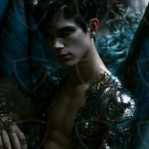 AI-generated hot sexy male demon art handsome succubus demons with dark wings emerging from the ruins of hell. Dark & Legendary Collection. 240+ images by Jeff Dupler.