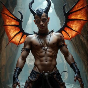 AI-generated hot sexy male demon art — handsome succubus demons with dark wings emerging from the ruins of hell. Dark & Legendary Collection. 240+ images by Jeff Dupler.