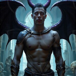 AI-generated hot sexy male demon art — handsome succubus demons with dark wings emerging from the ruins of hell. Dark & Legendary Collection. 240+ images by Jeff Dupler.