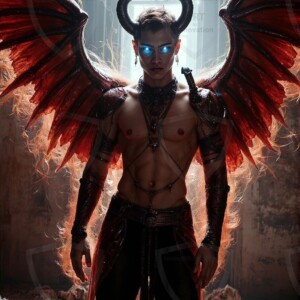 AI-generated hot sexy male demon art — handsome succubus demons with dark wings emerging from the ruins of hell. Dark & Legendary Collection. 240+ images by Jeff Dupler.