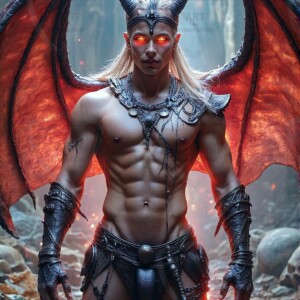 AI-generated hot sexy male demon art — handsome succubus demons with dark wings emerging from the ruins of hell. Dark & Legendary Collection. 240+ images by Jeff Dupler.