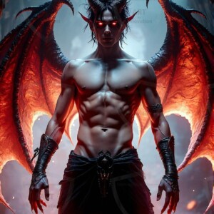 AI-generated hot sexy male demon art — handsome succubus demons with dark wings emerging from the ruins of hell. Dark & Legendary Collection. 240+ images by Jeff Dupler.