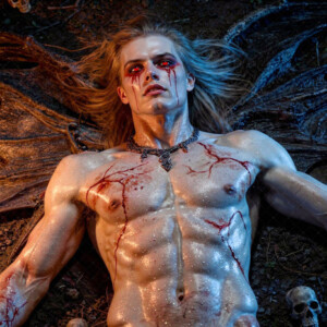AI-generated Vampire Lestat art handsome reimaginings of the legendary vampire Lestat de Lioncourt from Anne Rice's chronicles. Dark fantasy digital art by Jeff Dupler.