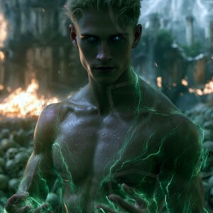 Discover AI-generated elemental mage art handsome male fire, ice, lightning, and earth mages wielding raw magical power in stunning fantasy battle scenes. UHD digital art.