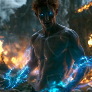 Discover AI-generated elemental mage art handsome male fire, ice, lightning, and earth mages wielding raw magical power in stunning fantasy battle scenes. UHD digital art.