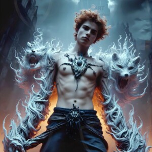 AI-generated wizards of the badger house — handsome shirtless mages of the wizard academy conjuring fierce loyal badgers in cinematic UHD fantasy art.