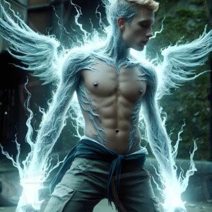 AI-generated wizards of the badger house — handsome shirtless mages of the wizard academy conjuring fierce loyal badgers in cinematic UHD fantasy art.