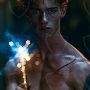 AI-generated wizards of the lion house handsome shirtless mages of the wizard academy conjuring great white lions in cinematic UHD fantasy art.