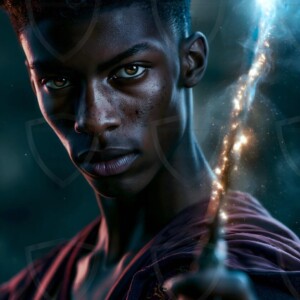 AI-generated wizards of the lion house handsome shirtless mages of the wizard academy conjuring great white lions in cinematic UHD fantasy art.