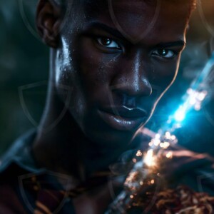 AI-generated wizards of the lion house handsome shirtless mages of the wizard academy conjuring great white lions in cinematic UHD fantasy art.