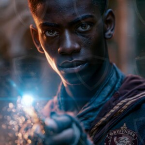 AI-generated wizards of the lion house handsome shirtless mages of the wizard academy conjuring great white lions in cinematic UHD fantasy art.