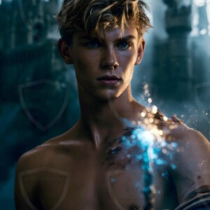 AI-generated wizards of the lion house handsome shirtless mages of the wizard academy conjuring great white lions in cinematic UHD fantasy art.