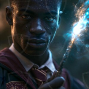 AI-generated wizards of the lion house handsome shirtless mages of the wizard academy conjuring great white lions in cinematic UHD fantasy art.