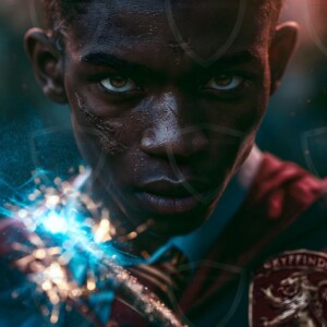 AI-generated wizards of the lion house handsome shirtless mages of the wizard academy conjuring great white lions in cinematic UHD fantasy art.