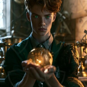 AI-generated wizards of the serpent house handsome shirtless mages of the wizard academy conjuring demonic snakes in dark cinematic UHD fantasy art.