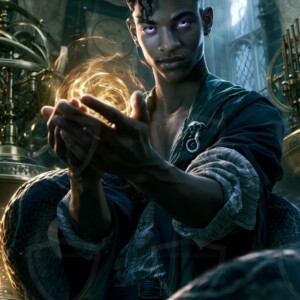 AI-generated wizards of the serpent house handsome shirtless mages of the wizard academy conjuring demonic snakes in dark cinematic UHD fantasy art.