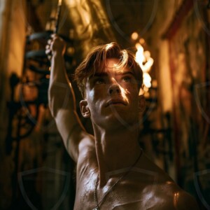 AI-generated wizards of the serpent house handsome shirtless mages of the wizard academy conjuring demonic snakes in dark cinematic UHD fantasy art.