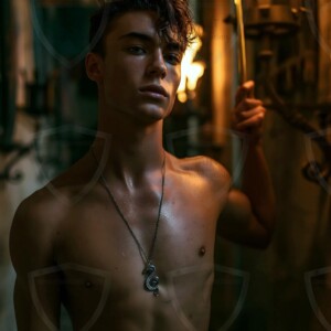 AI-generated wizards of the serpent house handsome shirtless mages of the wizard academy conjuring demonic snakes in dark cinematic UHD fantasy art.