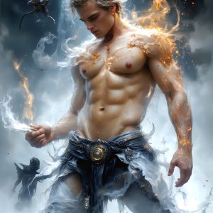 AI male art photos with a fantastical atmosphere. Imagine a Hogwarts School of Witchcraft student, from the Harry Potter series, a handsome, beautiful, and attractive, shirtless young teenage boy, standing firm against a threat. With a detailed Hogwarts castle background, casting a powerful spell, conjuring creatures based on their assigned house crest. From Demonic snakes, powerful lions, fierce badgers, or a murder of Crows. Dementors floating ominously in a cloudy sky, and sparks, shadows, and cinematic lighting, offering an otherworldly vibe.