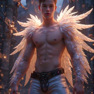 AI male art photos with a fantastical atmosphere. Imagine a Hogwarts School of Witchcraft student, from the Harry Potter series, a handsome, beautiful, and attractive, shirtless young teenage boy, standing firm against a threat. With a detailed Hogwarts castle background, casting a powerful spell, conjuring creatures based on their assigned house crest. From Demonic snakes, powerful lions, fierce badgers, or a murder of Crows. Dementors floating ominously in a cloudy sky, and sparks, shadows, and cinematic lighting, offering an otherworldly vibe.