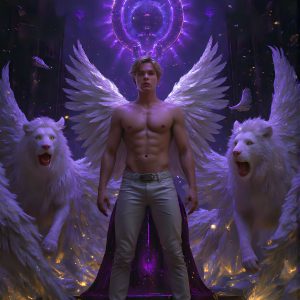 AI male art photos with a fantastical atmosphere. Imagine a Hogwarts School of Witchcraft student, from the Harry Potter series, a handsome, beautiful, and attractive, shirtless young teenage boy, standing firm against a threat. With a detailed Hogwarts castle background, casting a powerful spell, conjuring creatures based on their assigned house crest. From Demonic snakes, powerful lions, fierce badgers, or a murder of Crows. Dementors floating ominously in a cloudy sky, and sparks, shadows, and cinematic lighting, offering an otherworldly vibe.