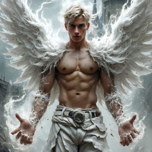 AI male art photos with a fantastical atmosphere. Imagine a Hogwarts School of Witchcraft student, from the Harry Potter series, a handsome, beautiful, and attractive, shirtless young teenage boy, standing firm against a threat. With a detailed Hogwarts castle background, casting a powerful spell, conjuring creatures based on their assigned house crest. From Demonic snakes, powerful lions, fierce badgers, or a murder of Crows. Dementors floating ominously in a cloudy sky, and sparks, shadows, and cinematic lighting, offering an otherworldly vibe.