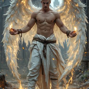 AI male art photos with a fantastical atmosphere. Imagine a Hogwarts School of Witchcraft student, from the Harry Potter series, a handsome, beautiful, and attractive, shirtless young teenage boy, standing firm against a threat. With a detailed Hogwarts castle background, casting a powerful spell, conjuring creatures based on their assigned house crest. From Demonic snakes, powerful lions, fierce badgers, or a murder of Crows. Dementors floating ominously in a cloudy sky, and sparks, shadows, and cinematic lighting, offering an otherworldly vibe.