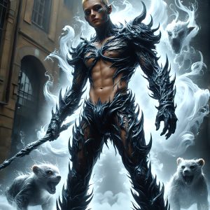 AI male art photos with a fantastical atmosphere. Imagine a Hogwarts School of Witchcraft student, from the Harry Potter series, a handsome, beautiful, and attractive, shirtless young teenage boy, standing firm against a threat. With a detailed Hogwarts castle background, casting a powerful spell, conjuring creatures based on their assigned house crest. From Demonic snakes, powerful lions, fierce badgers, or a murder of Crows. Dementors floating ominously in a cloudy sky, and sparks, shadows, and cinematic lighting, offering an otherworldly vibe.