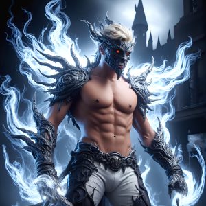 AI male art photos with a fantastical atmosphere. Imagine a Hogwarts School of Witchcraft student, from the Harry Potter series, a handsome, beautiful, and attractive, shirtless young teenage boy, standing firm against a threat. With a detailed Hogwarts castle background, casting a powerful spell, conjuring creatures based on their assigned house crest. From Demonic snakes, powerful lions, fierce badgers, or a murder of Crows. Dementors floating ominously in a cloudy sky, and sparks, shadows, and cinematic lighting, offering an otherworldly vibe.