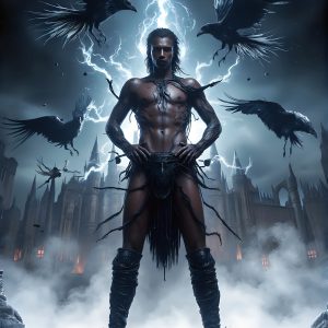 AI male art photos with a fantastical atmosphere. Imagine a Hogwarts School of Witchcraft student, from the Harry Potter series, a handsome, beautiful, and attractive, shirtless young teenage boy, standing firm against a threat. With a detailed Hogwarts castle background, casting a powerful spell, conjuring creatures based on their assigned house crest. From Demonic snakes, powerful lions, fierce badgers, or a murder of Crows. Dementors floating ominously in a cloudy sky, and sparks, shadows, and cinematic lighting, offering an otherworldly vibe.