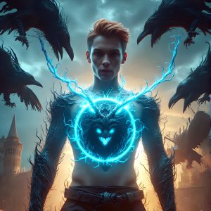 AI male art photos with a fantastical atmosphere. Imagine a Hogwarts School of Witchcraft student, from the Harry Potter series, a handsome, beautiful, and attractive, shirtless young teenage boy, standing firm against a threat. With a detailed Hogwarts castle background, casting a powerful spell, conjuring creatures based on their assigned house crest. From Demonic snakes, powerful lions, fierce badgers, or a murder of Crows. Dementors floating ominously in a cloudy sky, and sparks, shadows, and cinematic lighting, offering an otherworldly vibe.