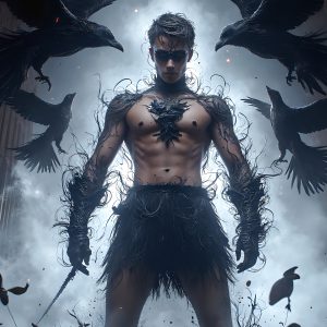 AI male art photos with a fantastical atmosphere. Imagine a Hogwarts School of Witchcraft student, from the Harry Potter series, a handsome, beautiful, and attractive, shirtless young teenage boy, standing firm against a threat. With a detailed Hogwarts castle background, casting a powerful spell, conjuring creatures based on their assigned house crest. From Demonic snakes, powerful lions, fierce badgers, or a murder of Crows. Dementors floating ominously in a cloudy sky, and sparks, shadows, and cinematic lighting, offering an otherworldly vibe.