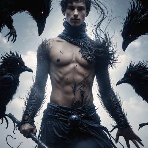 AI male art photos with a fantastical atmosphere. Imagine a Hogwarts School of Witchcraft student, from the Harry Potter series, a handsome, beautiful, and attractive, shirtless young teenage boy, standing firm against a threat. With a detailed Hogwarts castle background, casting a powerful spell, conjuring creatures based on their assigned house crest. From Demonic snakes, powerful lions, fierce badgers, or a murder of Crows. Dementors floating ominously in a cloudy sky, and sparks, shadows, and cinematic lighting, offering an otherworldly vibe.