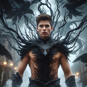 AI male art photos with a fantastical atmosphere. Imagine a Hogwarts School of Witchcraft student, from the Harry Potter series, a handsome, beautiful, and attractive, shirtless young teenage boy, standing firm against a threat. With a detailed Hogwarts castle background, casting a powerful spell, conjuring creatures based on their assigned house crest. From Demonic snakes, powerful lions, fierce badgers, or a murder of Crows. Dementors floating ominously in a cloudy sky, and sparks, shadows, and cinematic lighting, offering an otherworldly vibe.