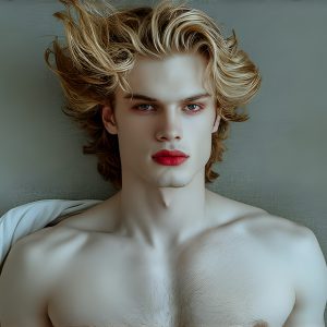 The Vampire Lestat de Lioncourt, created by Anne Rice, is a fascinating and complex character in The Vampire Chronicles novels. He's known for his captivating blend of vampiric existence and a lingering humanity. From Interview with a Vampire, The Vampire Lestat, and Queen of the Damned novels. I've created a series of images that I feel represent the man behind the vampire. In the midst of the darkness, a scary figure emerges with an aura of power and magnetism. Around his neck, a bold silver necklace glimmers, adding a touch of regal elegance to his dark ensemble. His lips, a vivid shade of red, open slightly to reveal his true nature, as he reveals his fangs, and a predatory grin from his stunningly handsome face, hinting at his primal nature. Strands of hair cascade around his face, capturing the silvery glow of the bright moonlight, and adding a touch of mystery to his intense visage, as they blow back in the wind.