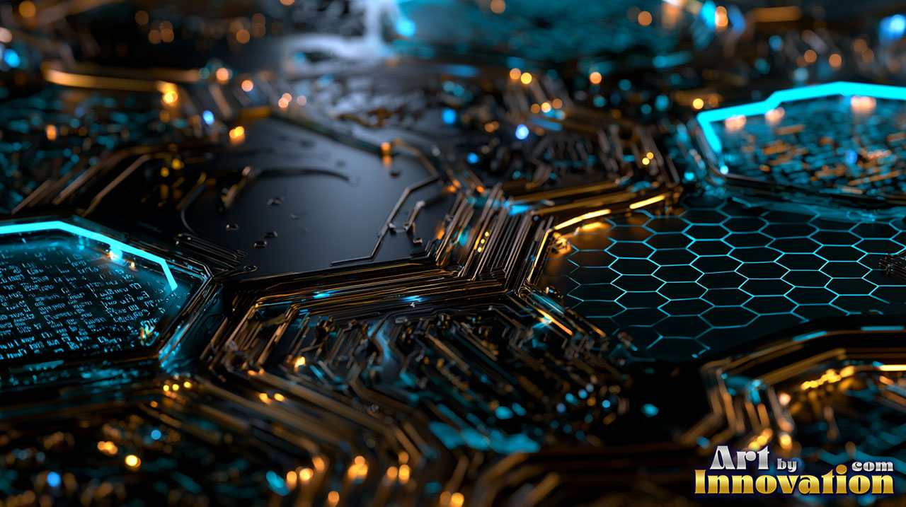 Technology futuristic desktop wallpaper background in UHD, AI-generated art by Art by Innovation