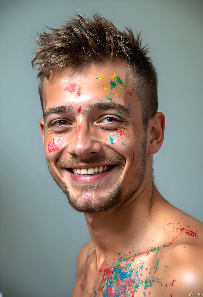 Colorful Happy Male Faces