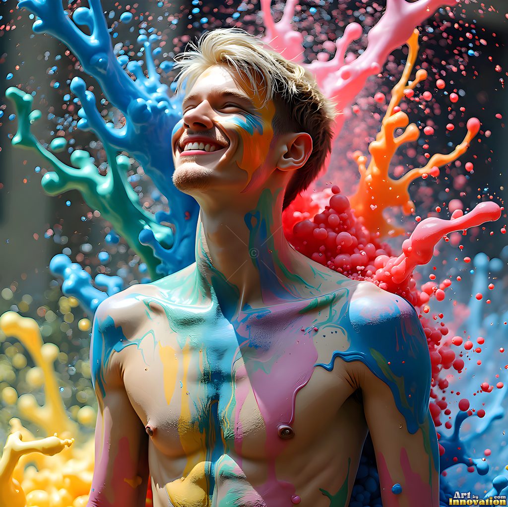 Body Paint Splat Fun - AI Abstract Art