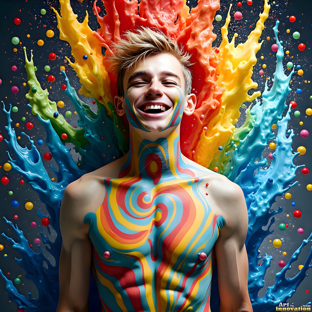 Body Paint Splat Fun - AI Abstract Art