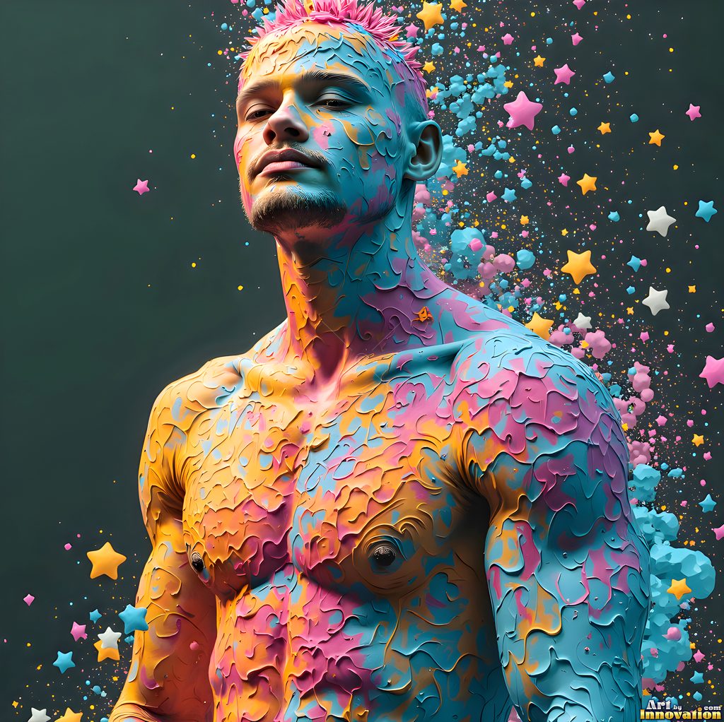 Body Paint Splat Fun - AI Abstract Art