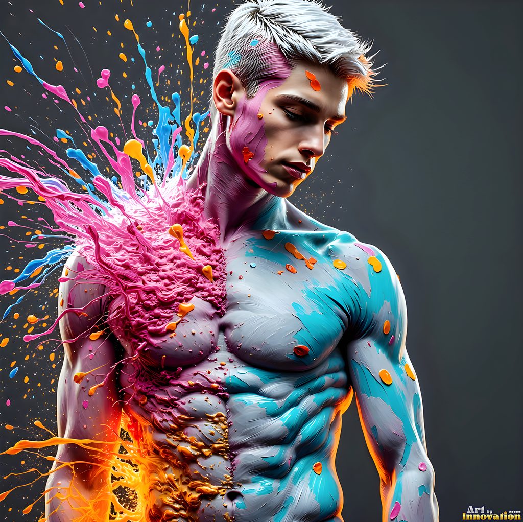 Body Paint Splat Fun - AI Abstract Art