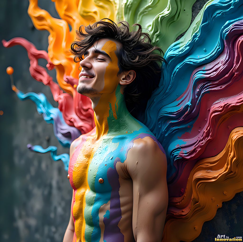 Body Paint Splat Fun - AI Abstract Art