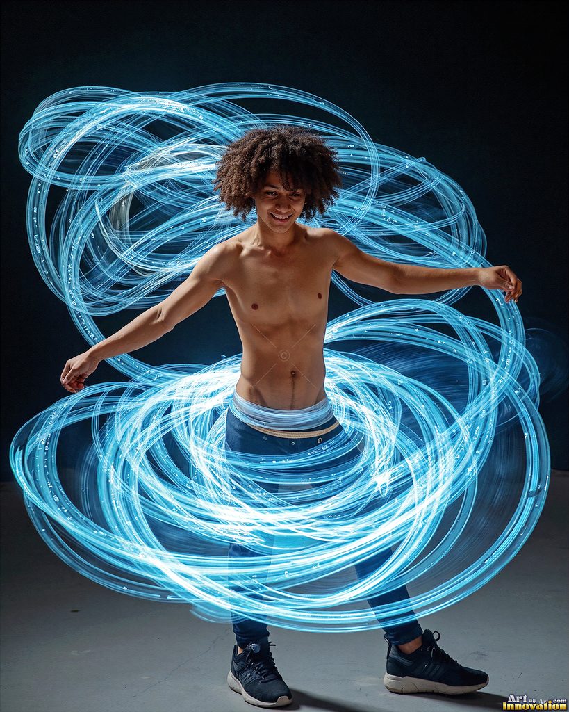 Men Dancing with Light Rays - AI Abstract Art